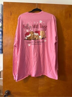 Simply Southern Pink "Feliz Navi Dog" Long-Sleeve Tee